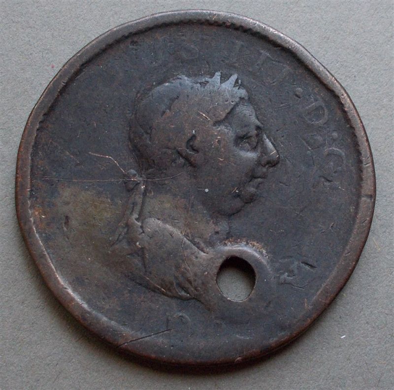 1806-George-III-Penny,-Nailed-Up-For-Good-Luck?